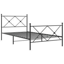 (black, 107x203 cm/with headboard & footboard) vidaXL Metal Bed Frame with Headboard and Footboard Bed Base Black 80x200 cm
