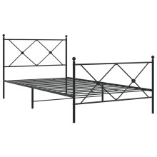 (black, 100x190 cm/with headboard & footboard) vidaXL Metal Bed Frame with Headboard and Footboard Bed Base Black 80x200 cm