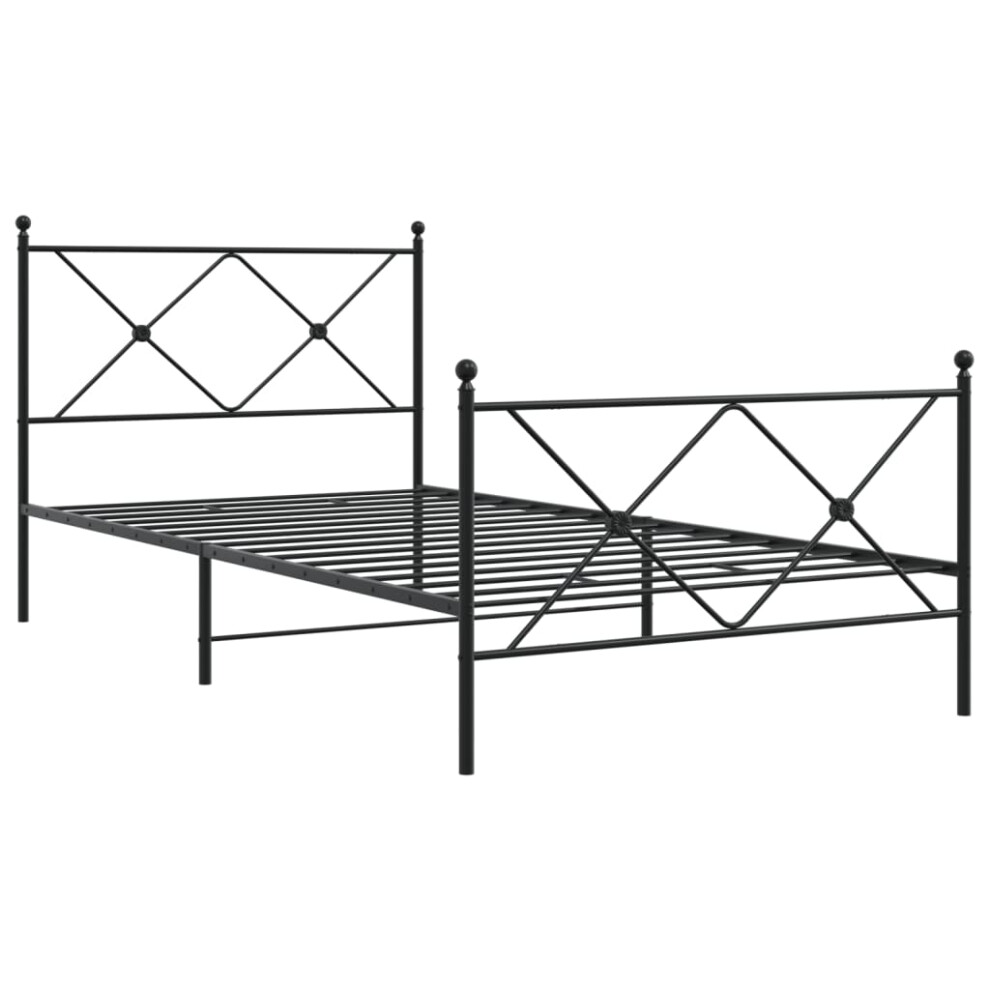 Vidaxl (Black, 100X200 Cm/With Headboard & Footboard) Metal Bed Frame With Headboard And Footboard Bed Base Black 80X200 Cm