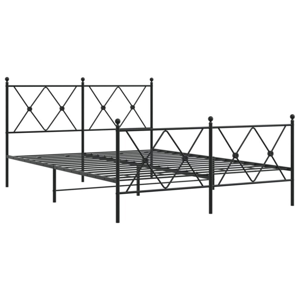 Vidaxl (Black, 137X190 Cm/With Headboard & Footboard) Metal Bed Frame With Headboard And Footboard Bed Base Black 80X200 Cm