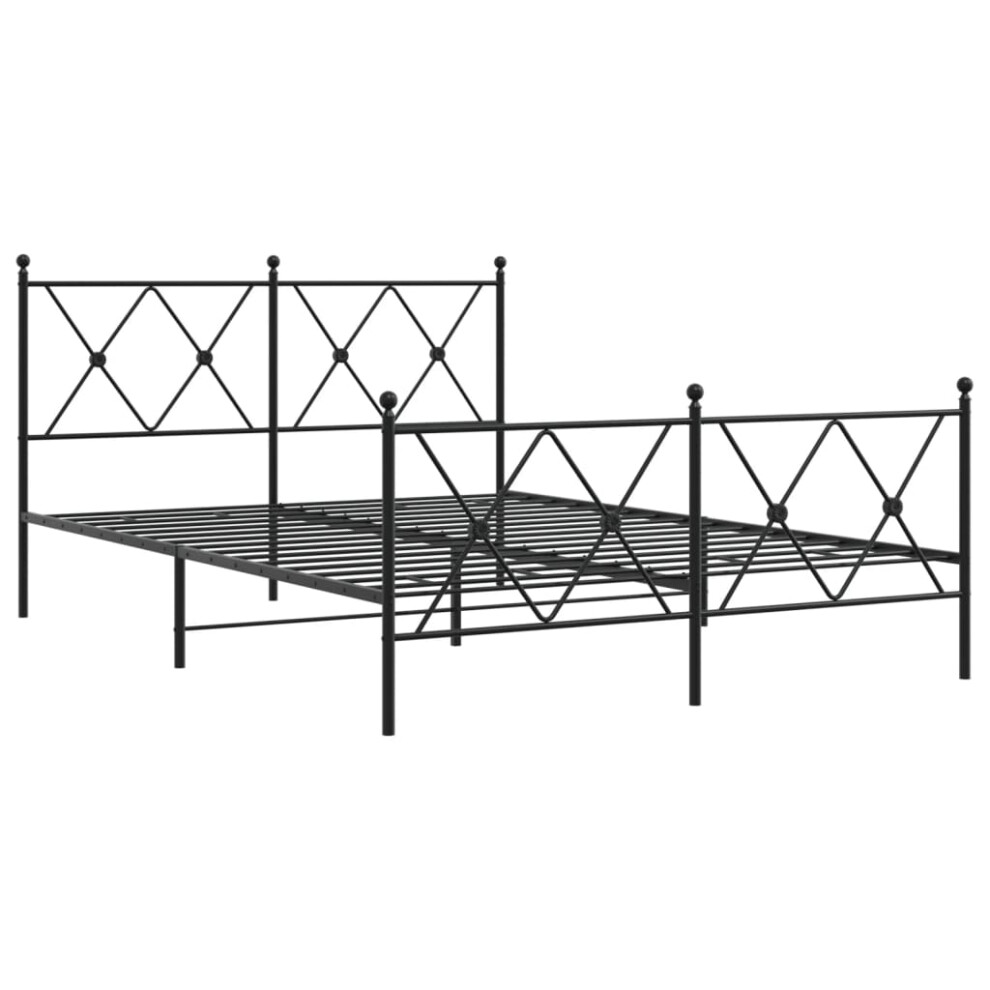 Vidaxl (Black, 140X200 Cm/With Headboard & Footboard) Metal Bed Frame With Headboard And Footboard Bed Base Black 80X200 Cm