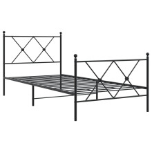 (black, 90x190 cm/with headboard & footboard) vidaXL Metal Bed Frame with Headboard and Footboard Bed Base Black 80x200 cm