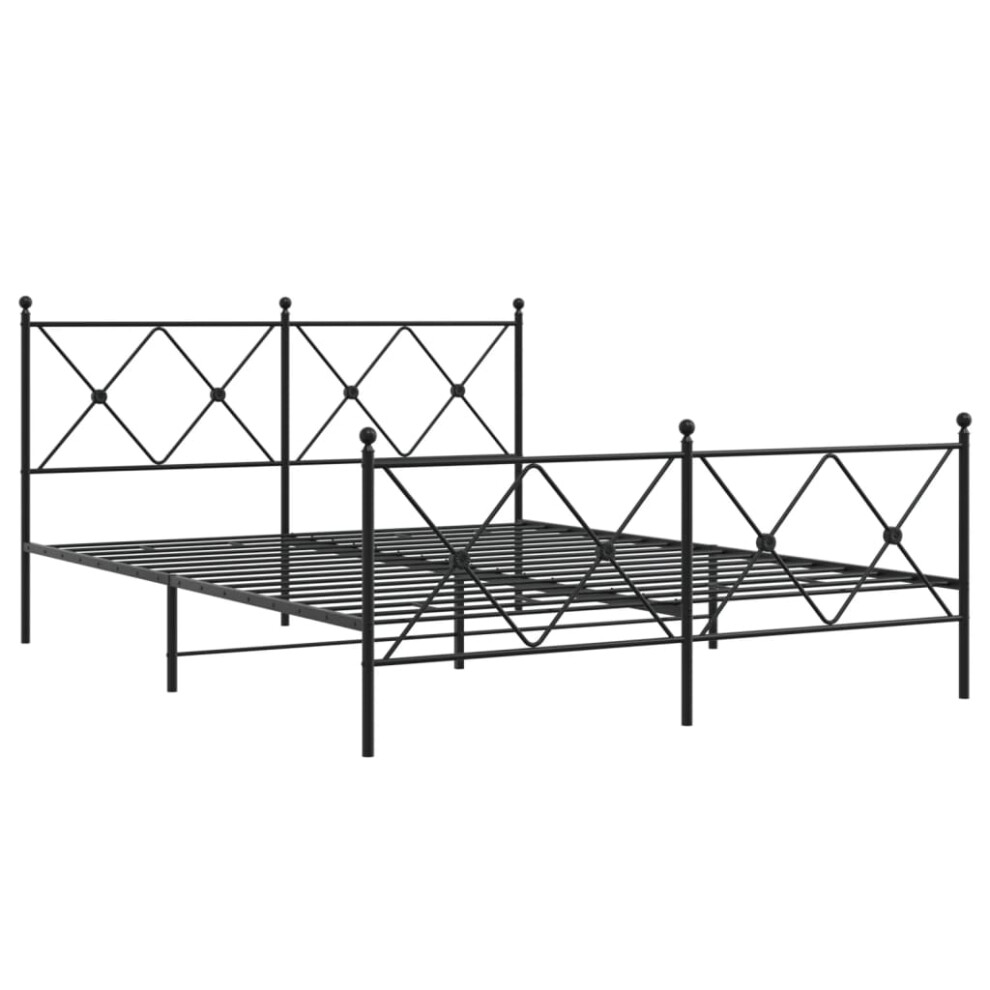 Vidaxl (Black, 150X200 Cm/With Headboard & Footboard) Metal Bed Frame With Headboard And Footboard Bed Base Black 80X200 Cm