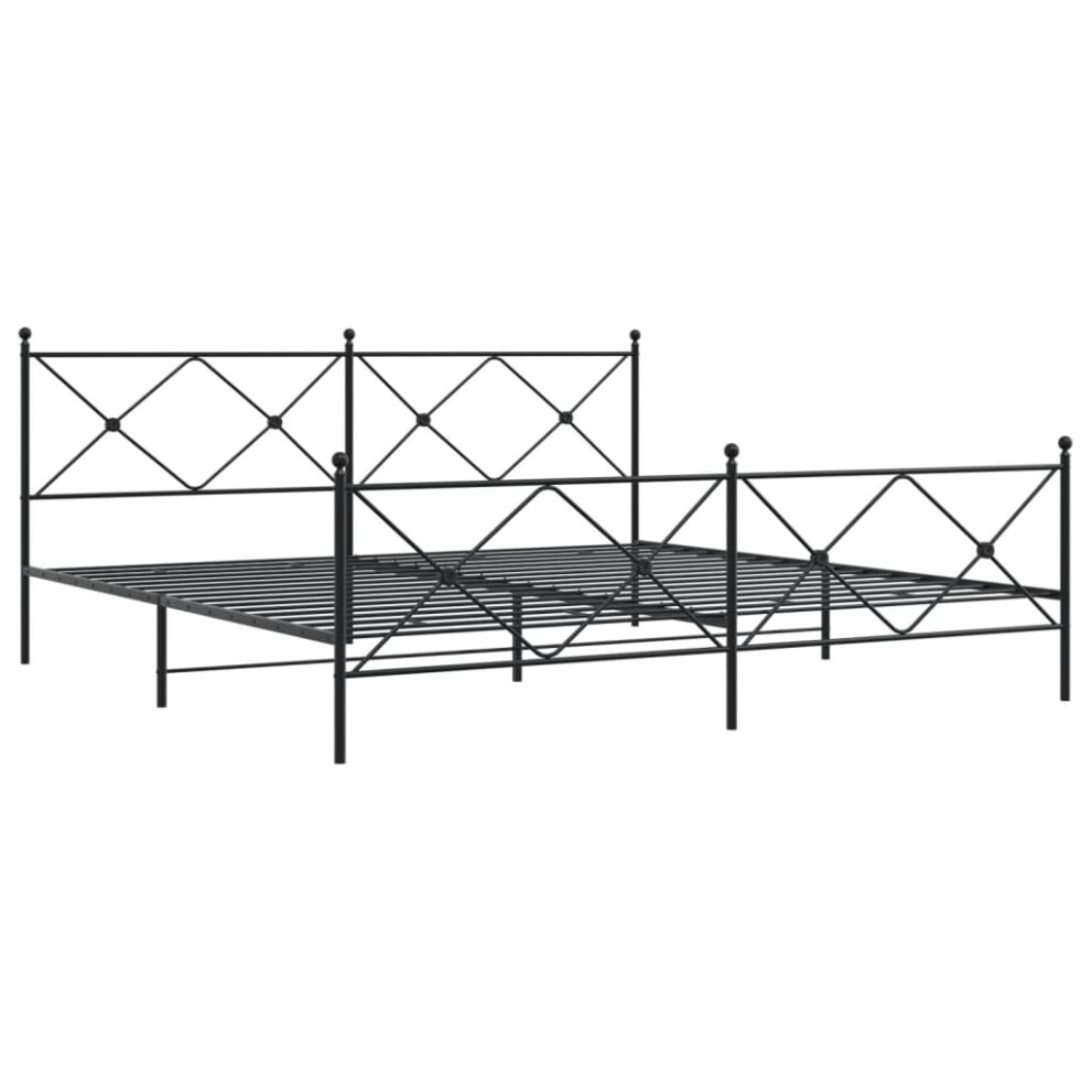 Vidaxl (Black, 193X203 Cm/With Headboard & Footboard) Metal Bed Frame With Headboard And Footboard Bed Base Black 80X200 Cm