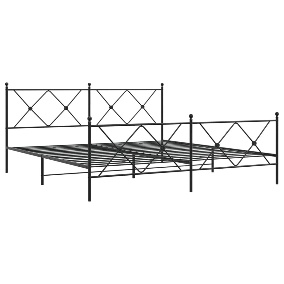Vidaxl (Black, 183X213 Cm/With Headboard & Footboard) Metal Bed Frame With Headboard And Footboard Bed Base Black 80X200 Cm