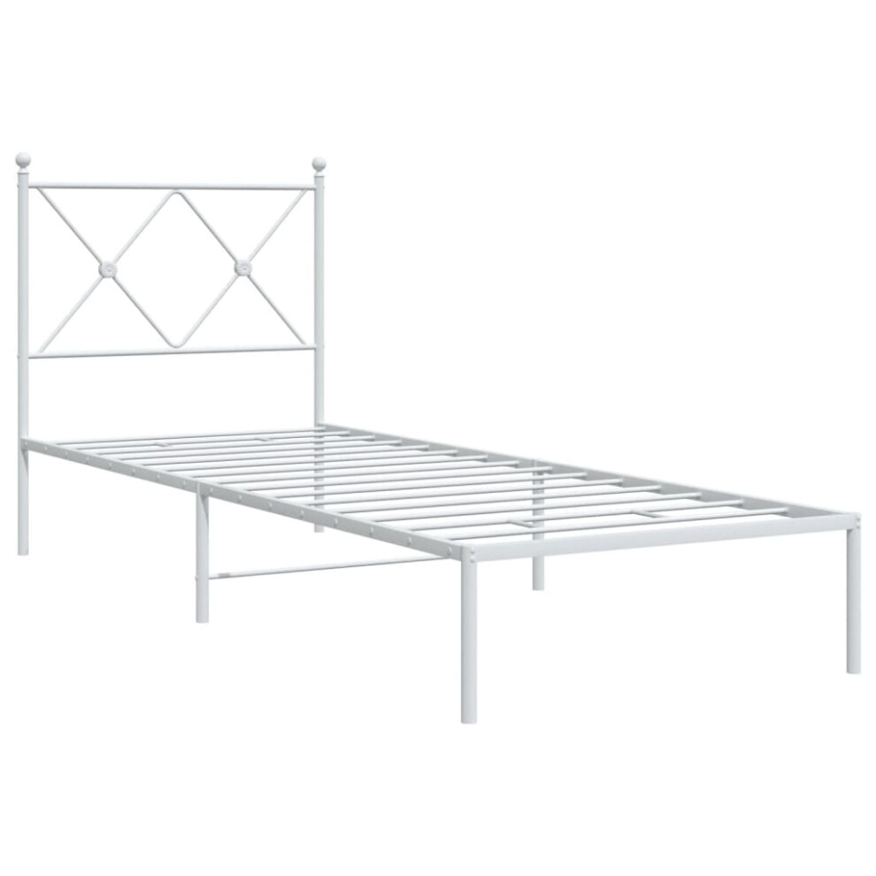 Vidaxl (White, 75X190 Cm/With Headboard) Metal Bed Frame With Headboard And Footboard Bed Base Black 80X200 Cm