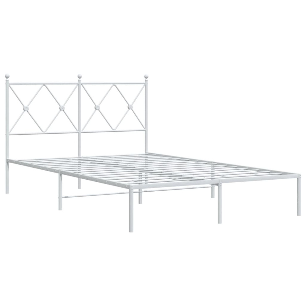 Vidaxl (White, 120X200 Cm/With Headboard) Metal Bed Frame With Headboard And Footboard Bed Base Black 80X200 Cm