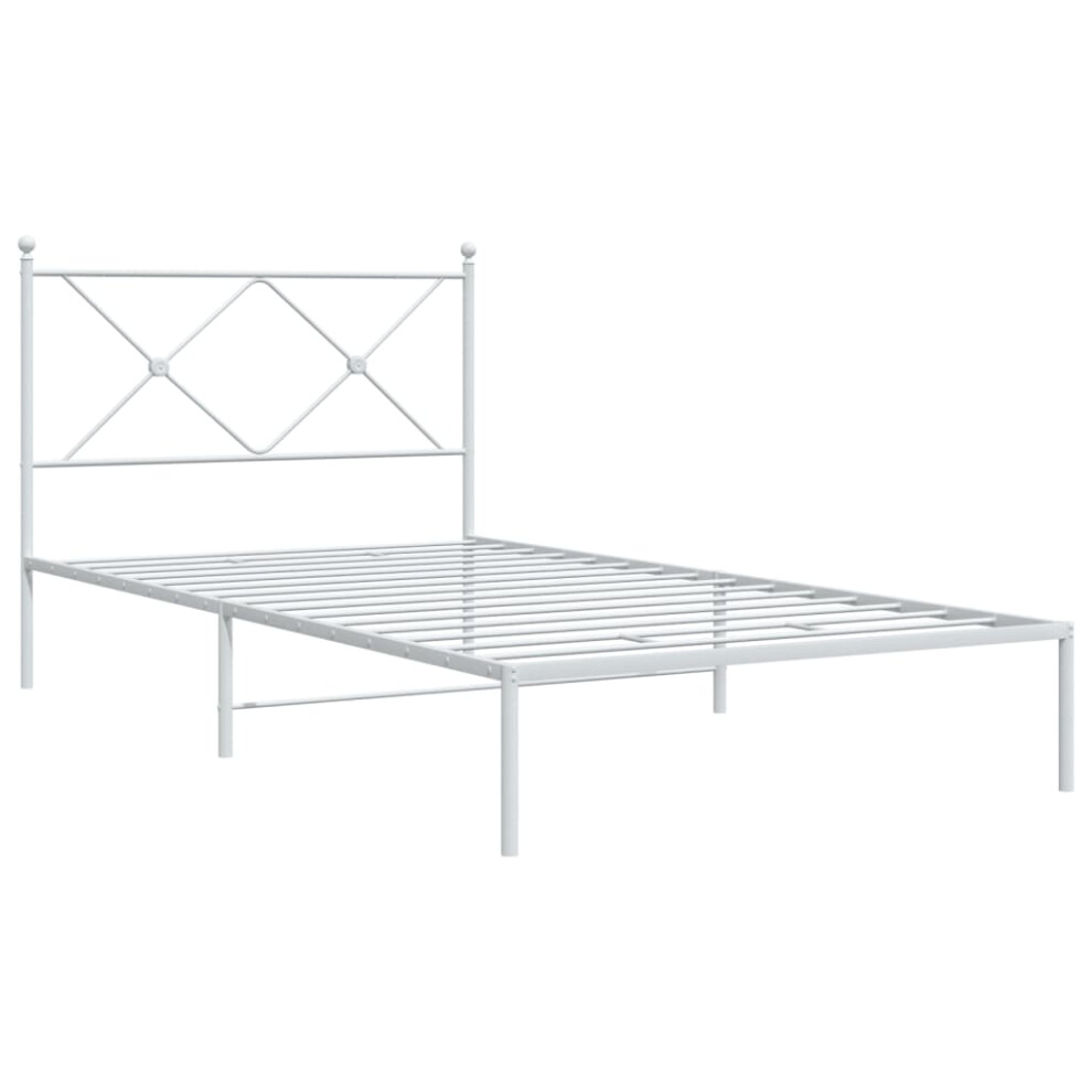 Vidaxl (White, 107X203 Cm/With Headboard) Metal Bed Frame With Headboard And Footboard Bed Base Black 80X200 Cm