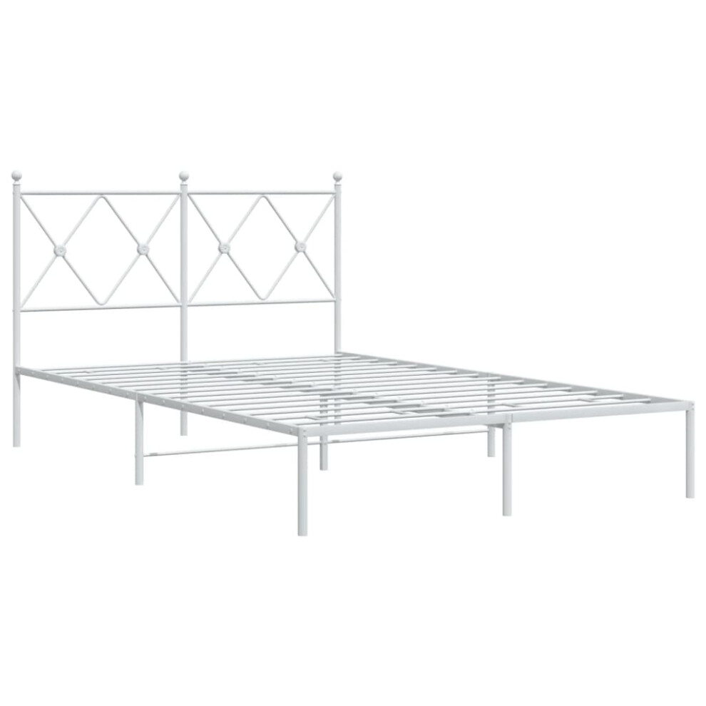 Vidaxl (White, 120X190 Cm/With Headboard) Metal Bed Frame With Headboard And Footboard Bed Base Black 80X200 Cm