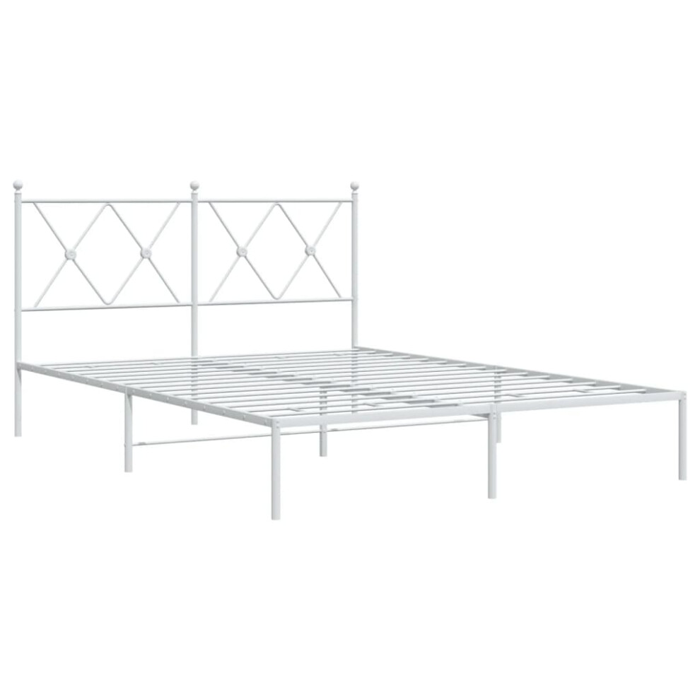 Vidaxl (White, 140X190 Cm/With Headboard) Metal Bed Frame With Headboard And Footboard Bed Base Black 80X200 Cm