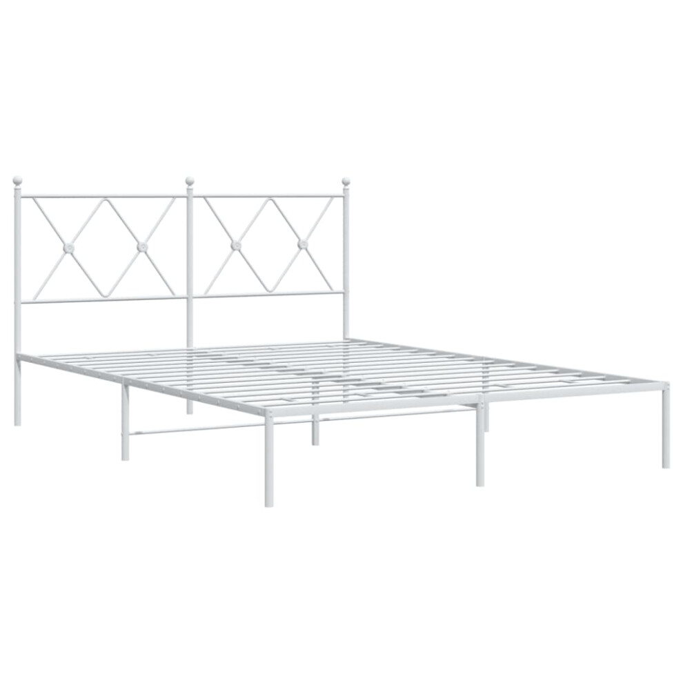 Vidaxl (White, 140X200 Cm/With Headboard) Metal Bed Frame With Headboard And Footboard Bed Base Black 80X200 Cm