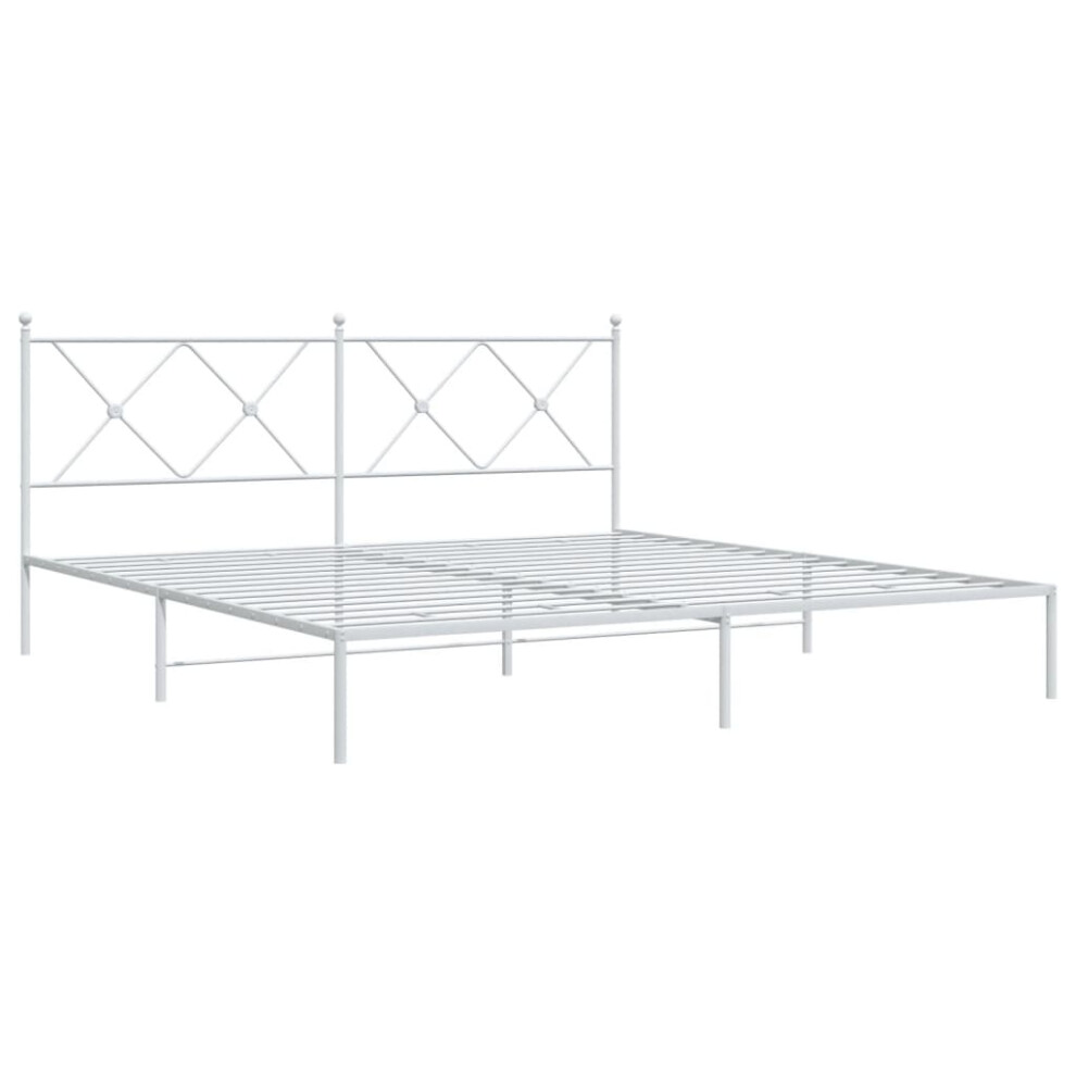 Vidaxl (White, 183X213 Cm/With Headboard) Metal Bed Frame With Headboard And Footboard Bed Base Black 80X200 Cm