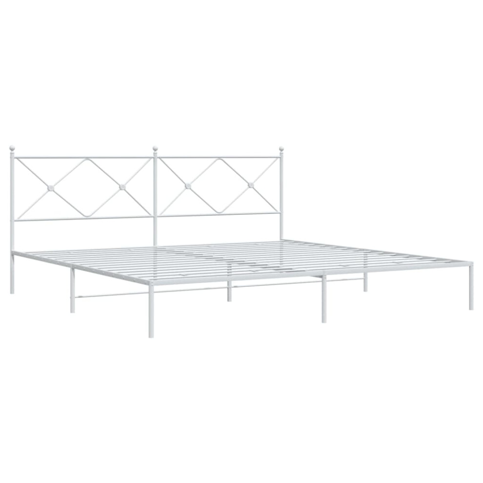 Vidaxl (White, 200X200cm/With Headboard) Metal Bed Frame With Headboard And Footboard Bed Base Black 80X200 Cm