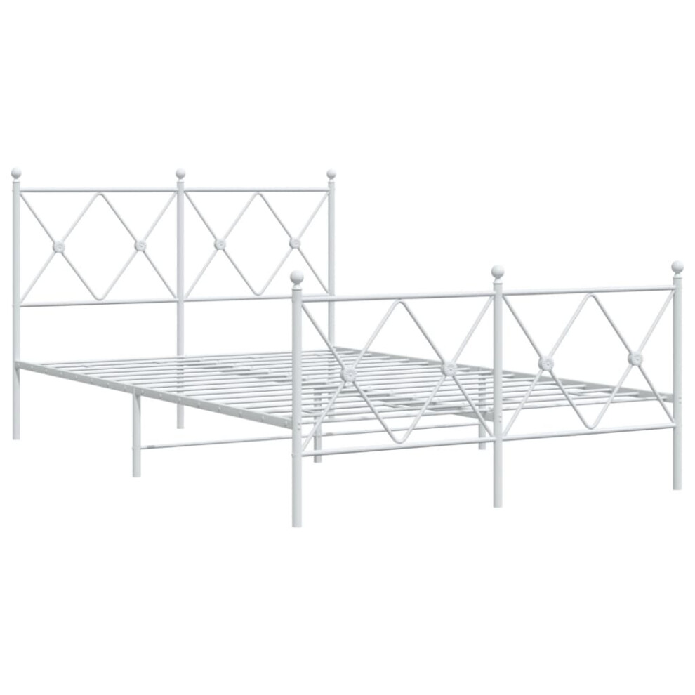 Vidaxl (White, 120X190 Cm/With Headboard & Footboard) Metal Bed Frame With Headboard And Footboard Bed Base Black 80X200 Cm