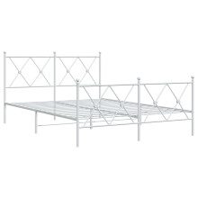 (white, 140x190 cm/with headboard & footboard) vidaXL Metal Bed Frame with Headboard and Footboard Bed Base Black 80x200 cm