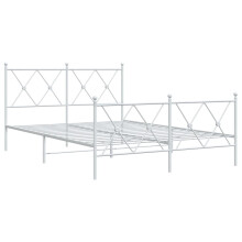 (white, 140x200 cm/with headboard & footboard) vidaXL Metal Bed Frame with Headboard and Footboard Bed Base Black 80x200 cm