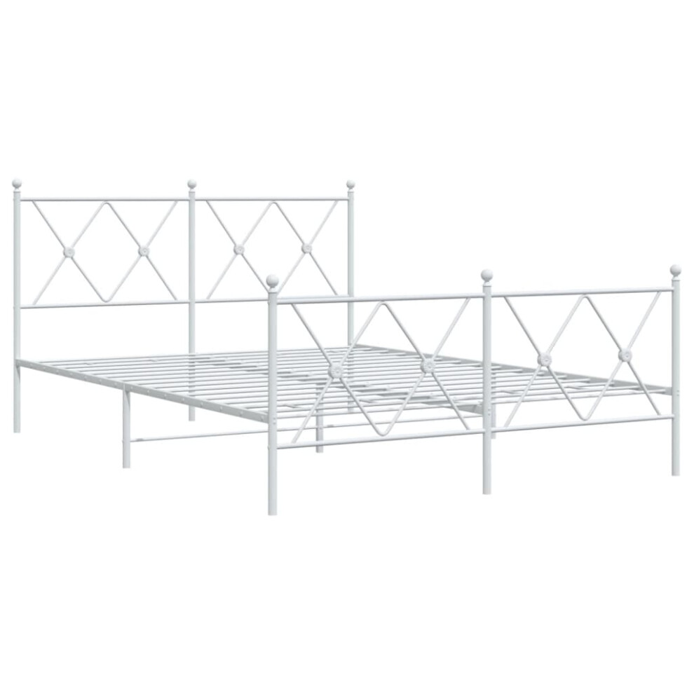 Vidaxl (White, 140X200 Cm/With Headboard & Footboard) Metal Bed Frame With Headboard And Footboard Bed Base Black 80X200 Cm
