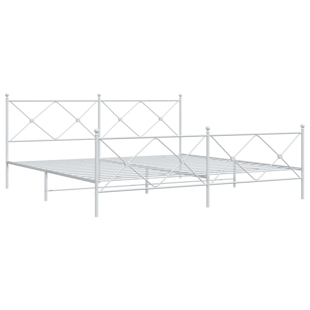 Vidaxl (White, 200X200 Cm/With Headboard & Footboard) Metal Bed Frame With Headboard And Footboard Bed Base Black 80X200 Cm