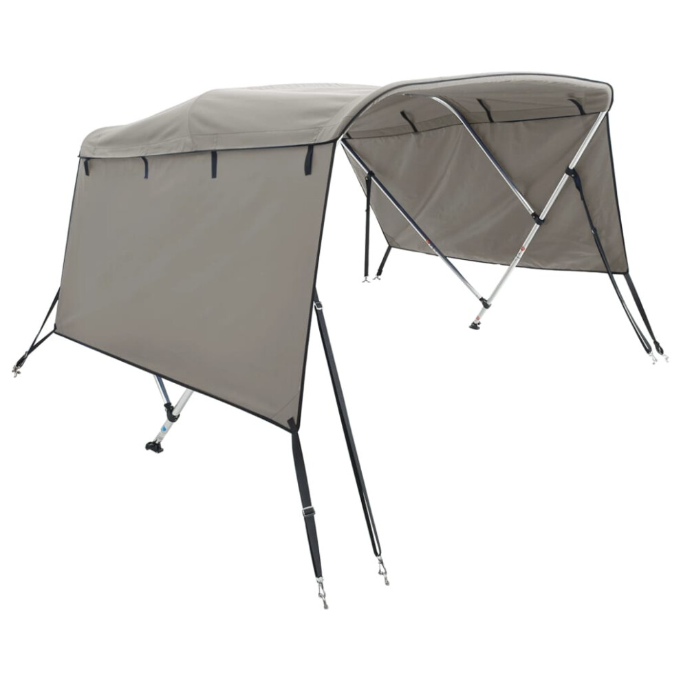 (anthracite grey, 183 x (170-182) cm/without mesh) vidaXL 3-bow Bimini Top with Sidewalls UV-Proof Canvas Boat Canopy Awning