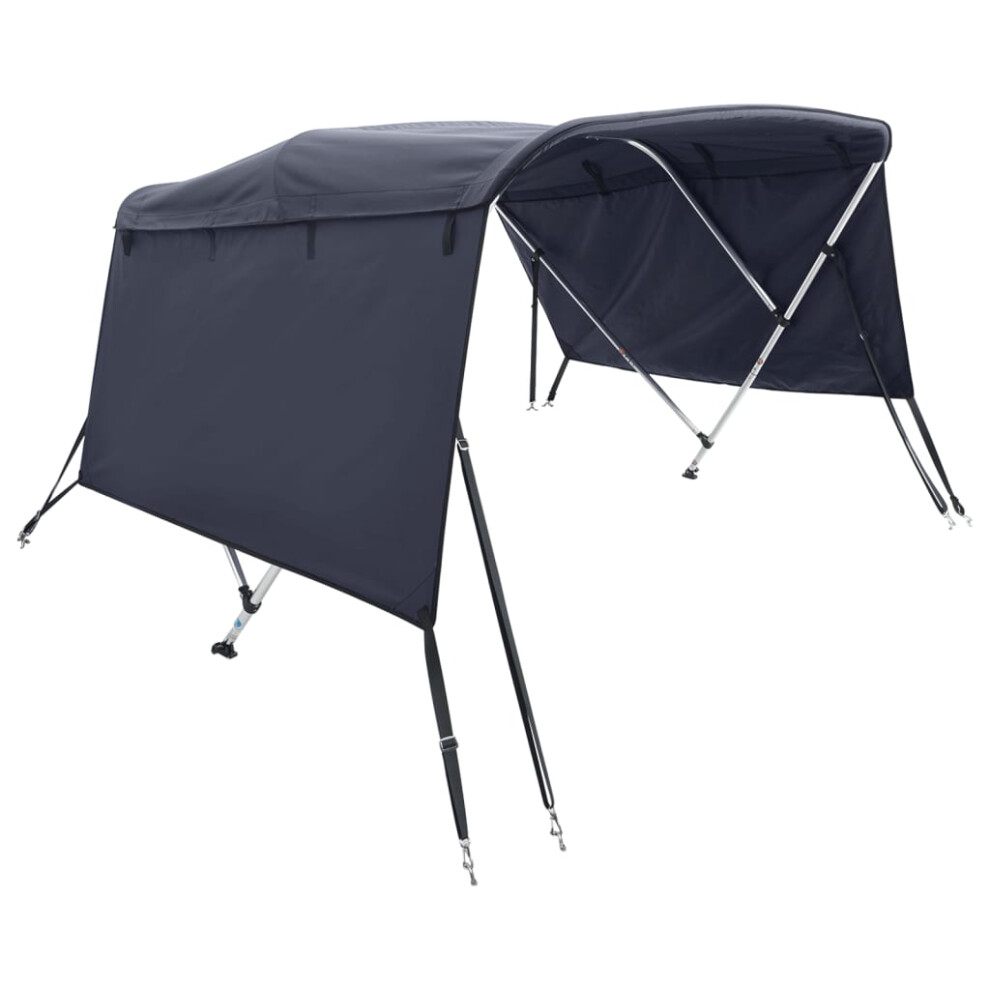 (blue, 243 x (200-213) cm/without mesh) vidaXL 3-bow Bimini Top with Sidewalls UV-Proof Canvas Boat Canopy Awning