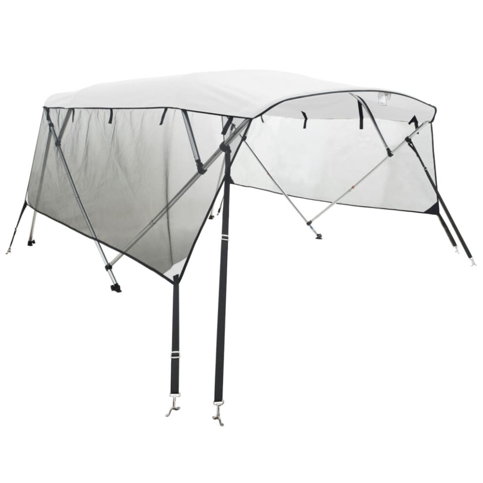 (white and black, 183 x (154-167) cm/with mesh) vidaXL 3-bow Bimini Top with Sidewalls UV-Proof Canvas Boat Canopy Awning