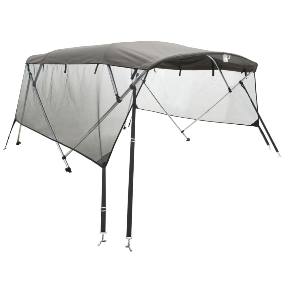 (anthracite grey and black, 183 x (154-167) cm/with mesh) vidaXL 3-bow Bimini Top with Sidewalls UV-Proof Canvas Boat Canopy Awning