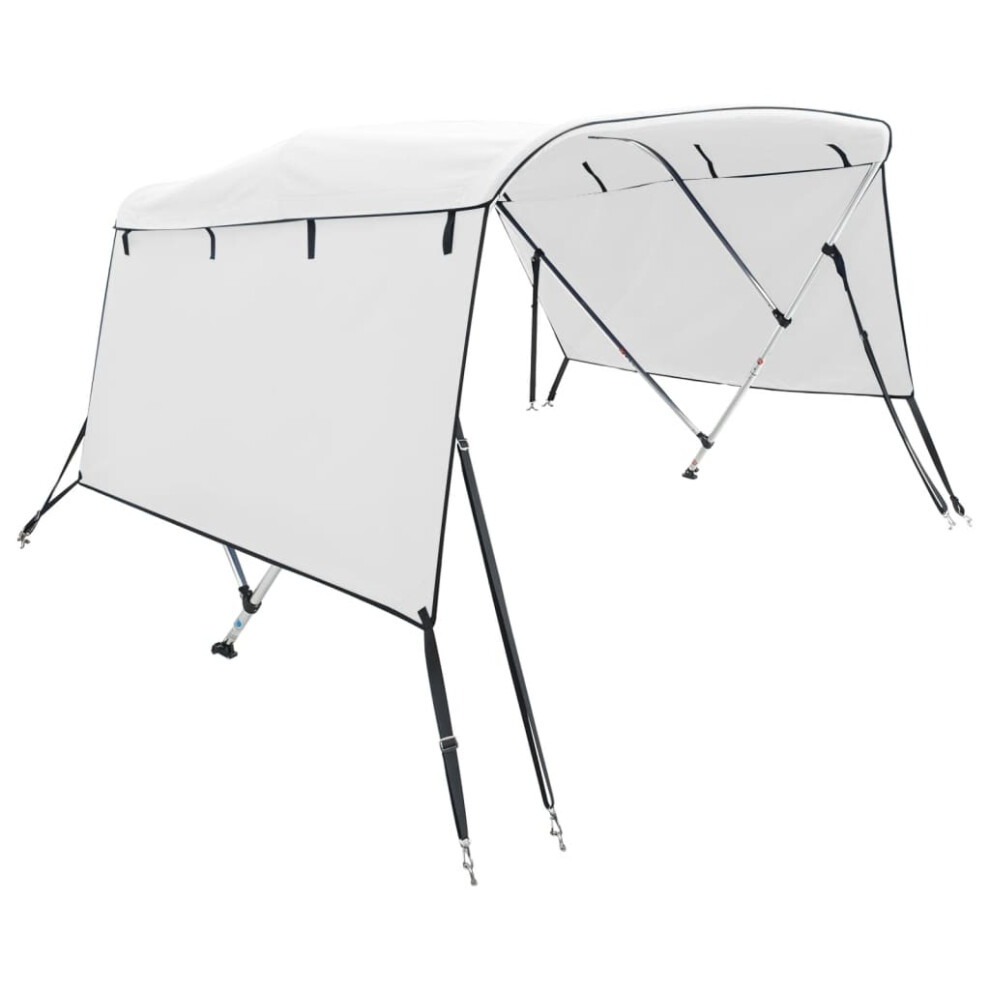 (white, 243 x (185-198) cm/without mesh) vidaXL 3-bow Bimini Top with Sidewalls UV-Proof Canvas Boat Canopy Awning