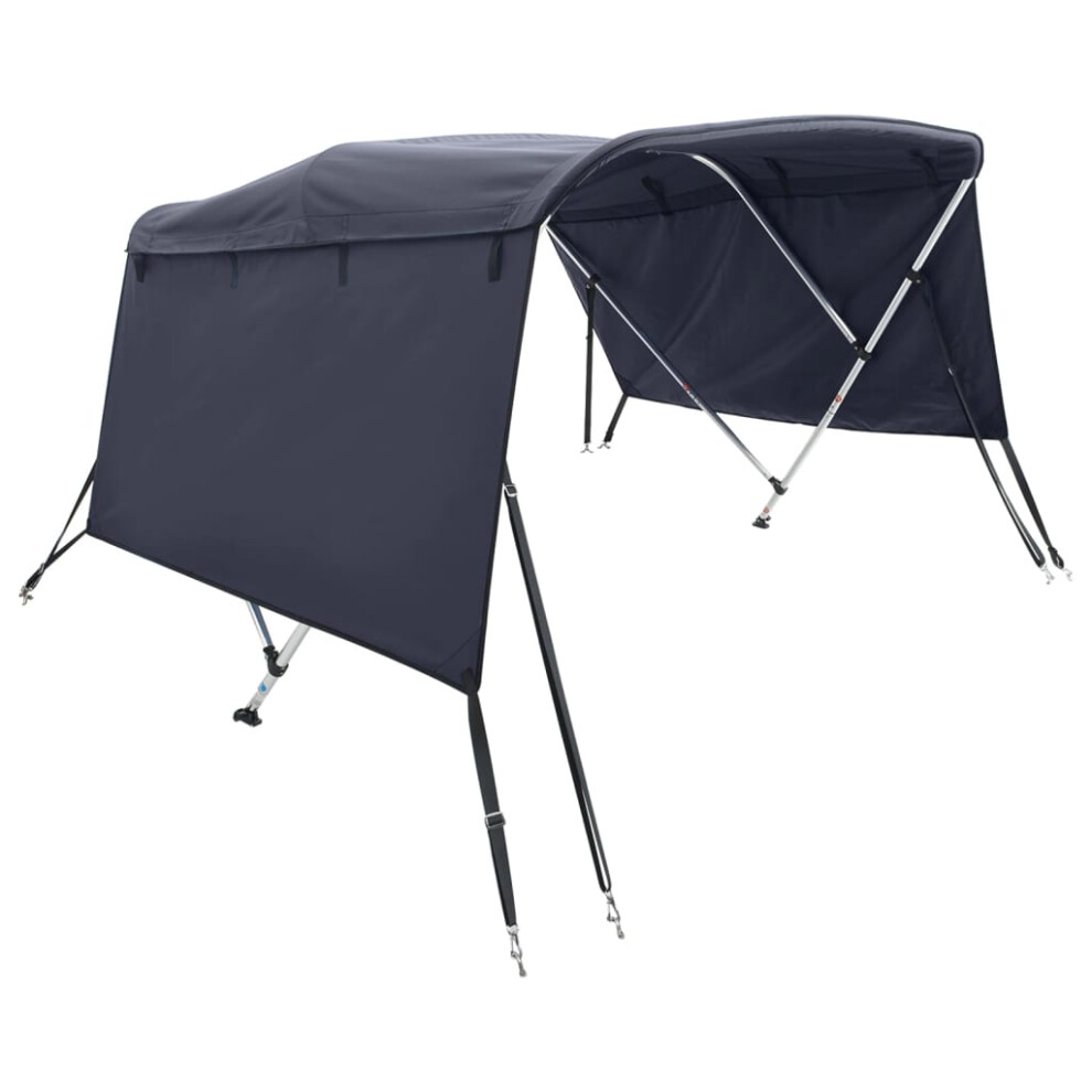 (blue, 243 x (185-198) cm/without mesh) vidaXL 3-bow Bimini Top with Sidewalls UV-Proof Canvas Boat Canopy Awning