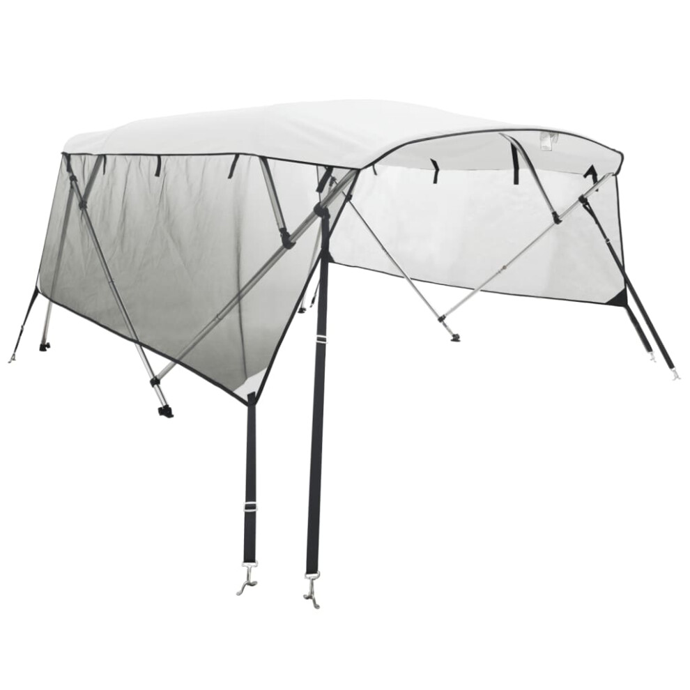 (white and black, 183 x (137-152) cm/with mesh) vidaXL 3-bow Bimini Top with Sidewalls UV-Proof Canvas Boat Canopy Awning