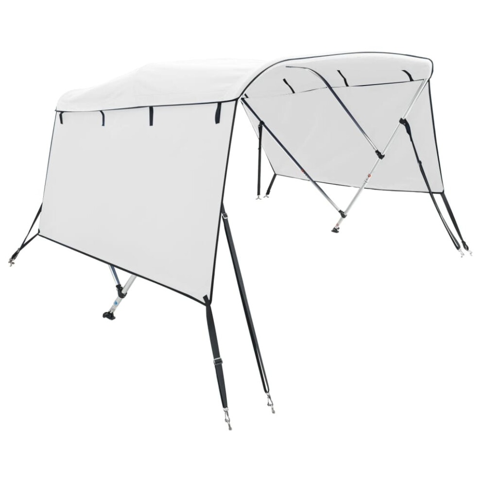 (white, 183 x (170-182) cm/without mesh) vidaXL 3-bow Bimini Top with Sidewalls UV-Proof Canvas Boat Canopy Awning