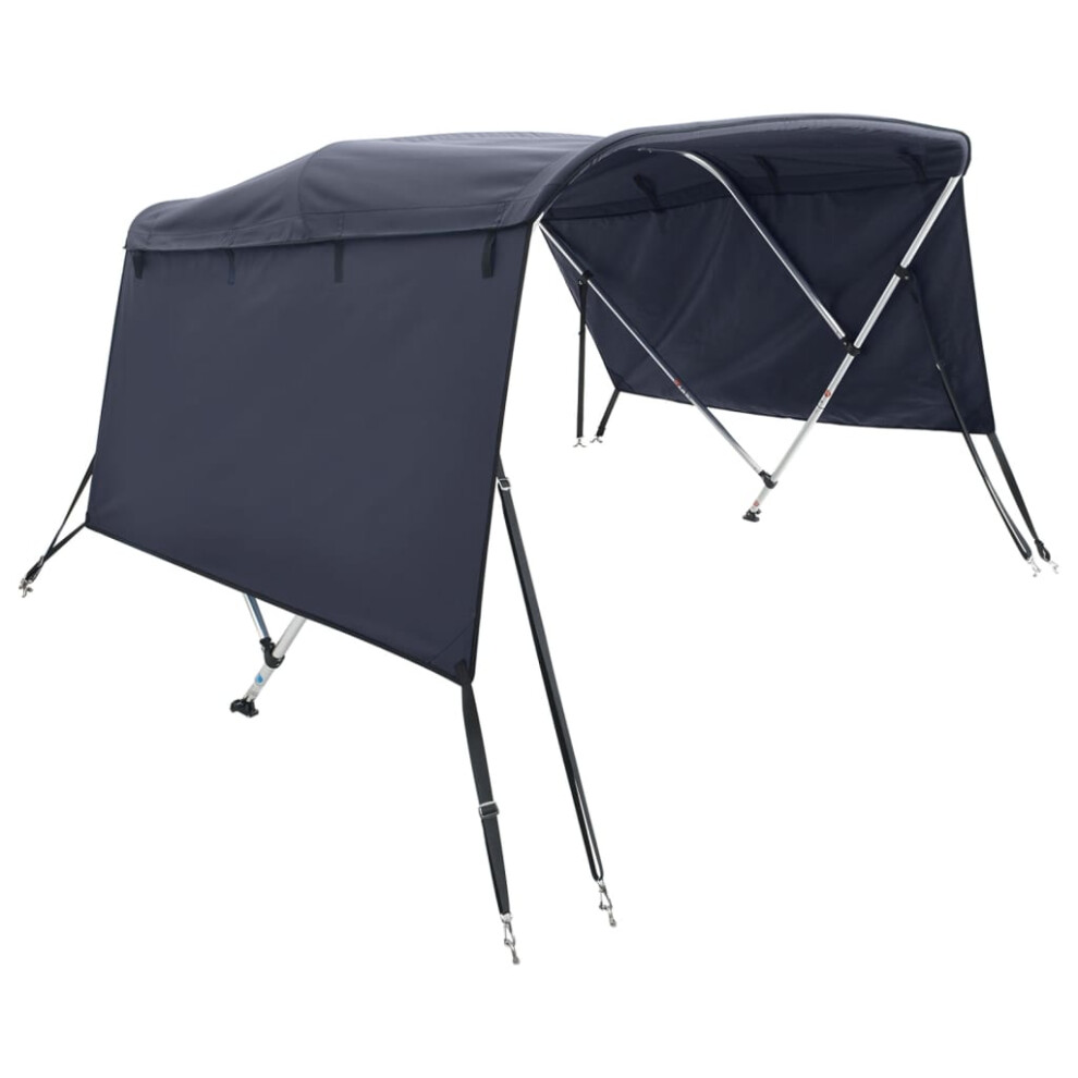 (blue, 183 x (185-198) cm/without mesh) vidaXL 3-bow Bimini Top with Sidewalls UV-Proof Canvas Boat Canopy Awning