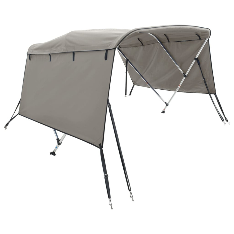 (anthracite grey, 243 x (230-244) cm/without mesh) vidaXL 3-bow Bimini Top with Sidewalls UV-Proof Canvas Boat Canopy Awning