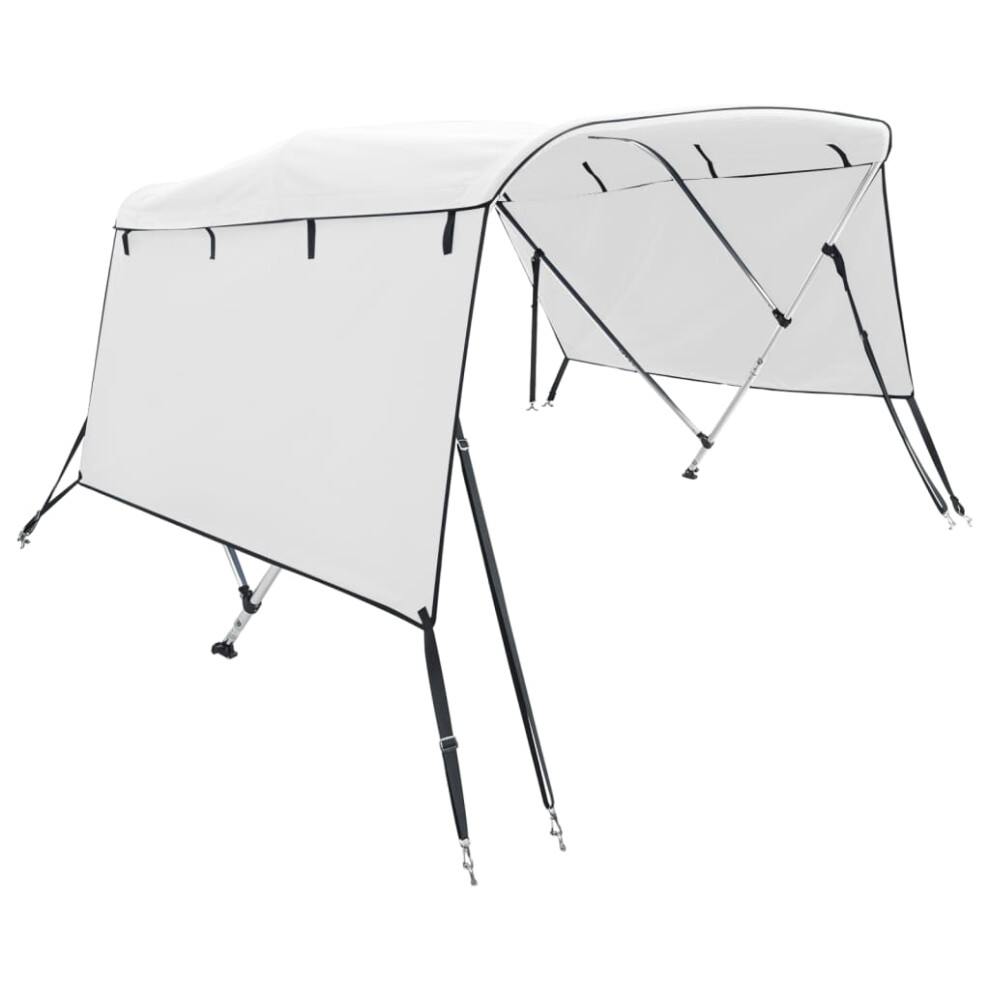 (white, 243 x (230-244) cm/without mesh) vidaXL 3-bow Bimini Top with Sidewalls UV-Proof Canvas Boat Canopy Awning