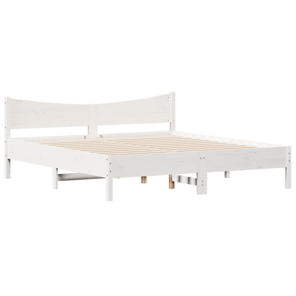 Vidaxl (White, 180 X 200 Cm) Bed Frame & Headboard Wax Brown 180X200 Cm Super King Solid Wood Pine
