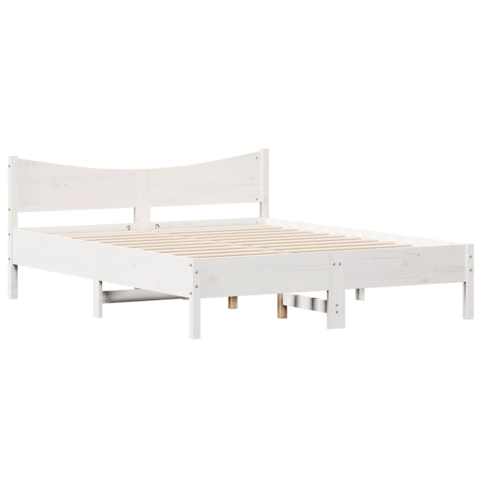 Vidaxl (White, 160 X 200 Cm) Bed Frame & Headboard Wax Brown 180X200 Cm Super King Solid Wood Pine