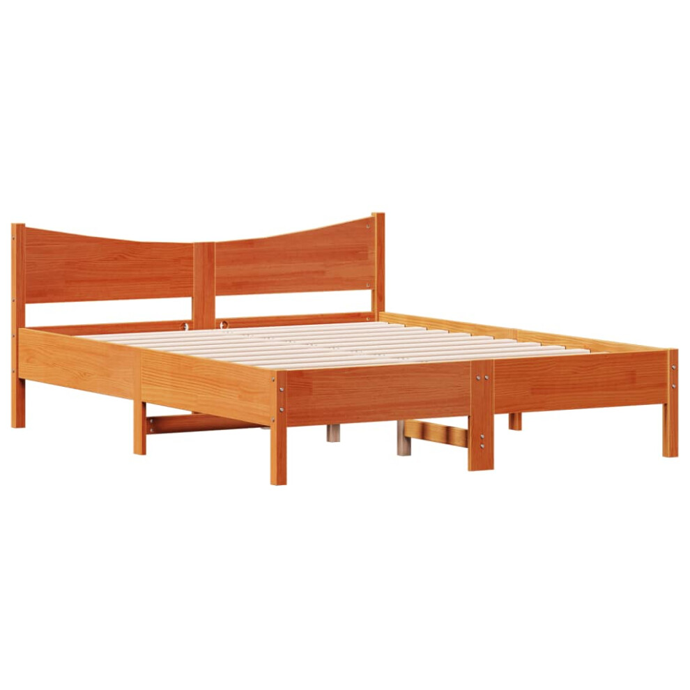 Vidaxl (Wax Brown, 160 X 200 Cm) Bed Frame & Headboard Wax Brown 180X200 Cm Super King Solid Wood Pine