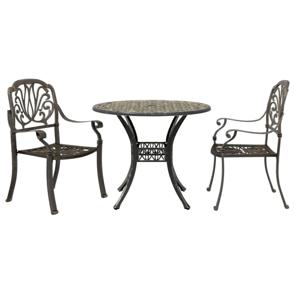 (bronze, 3 piece) vidaXL Garden Dining Set Outdoor Dining Set Table and Chair Cast Aluminium