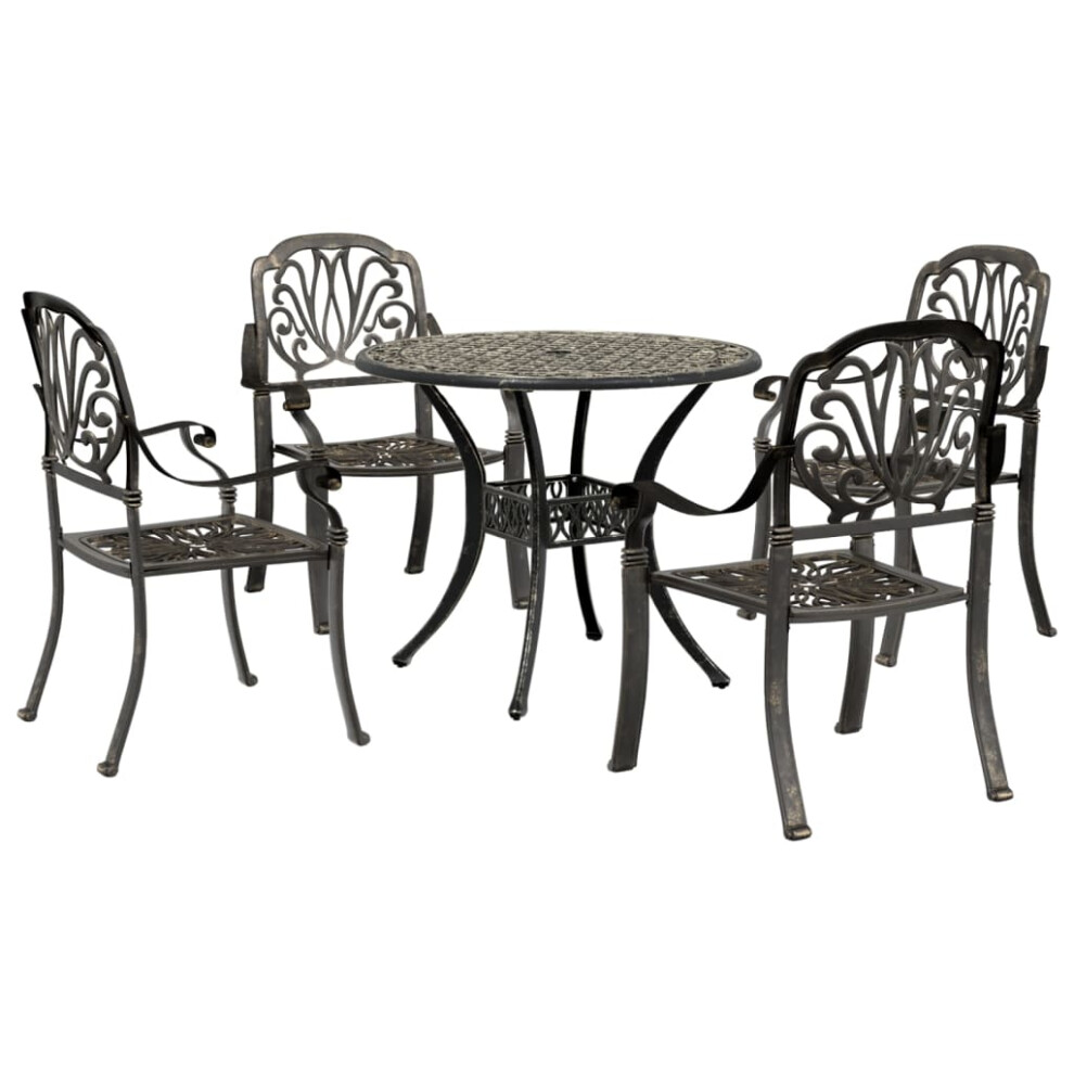 (bronze, 5 piece) vidaXL Garden Dining Set Outdoor Dining Set Table and Chair Cast Aluminium