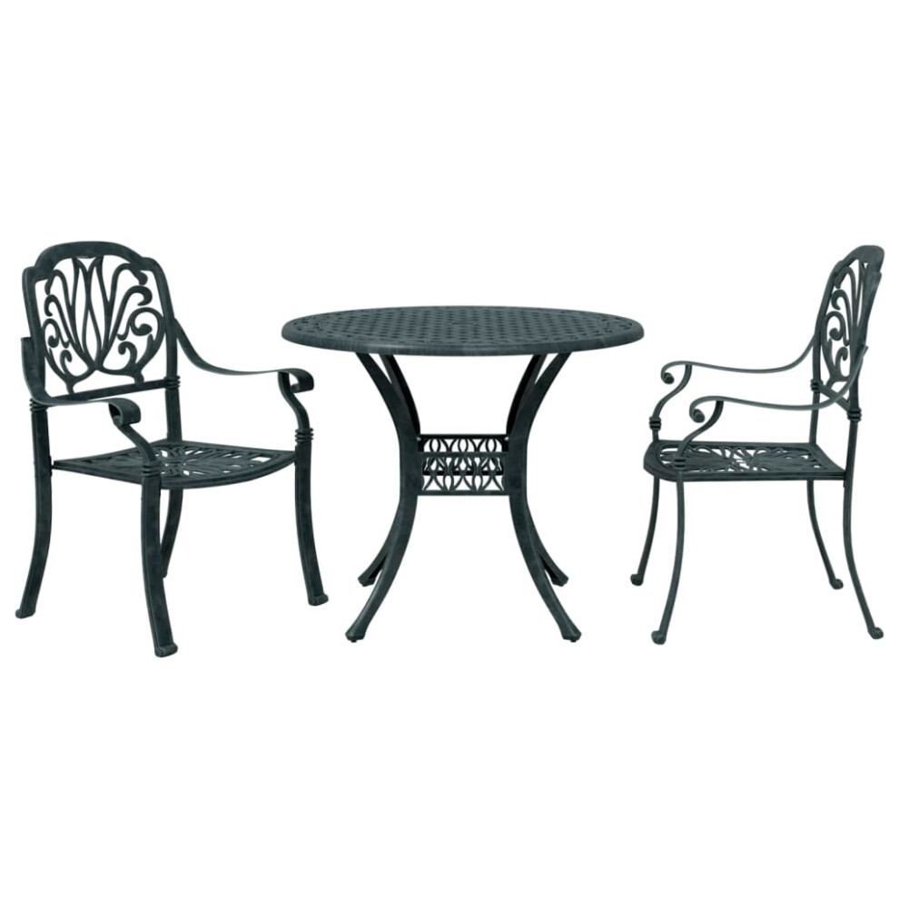 (green, 3 piece) vidaXL Garden Dining Set Outdoor Dining Set Table and Chair Cast Aluminium