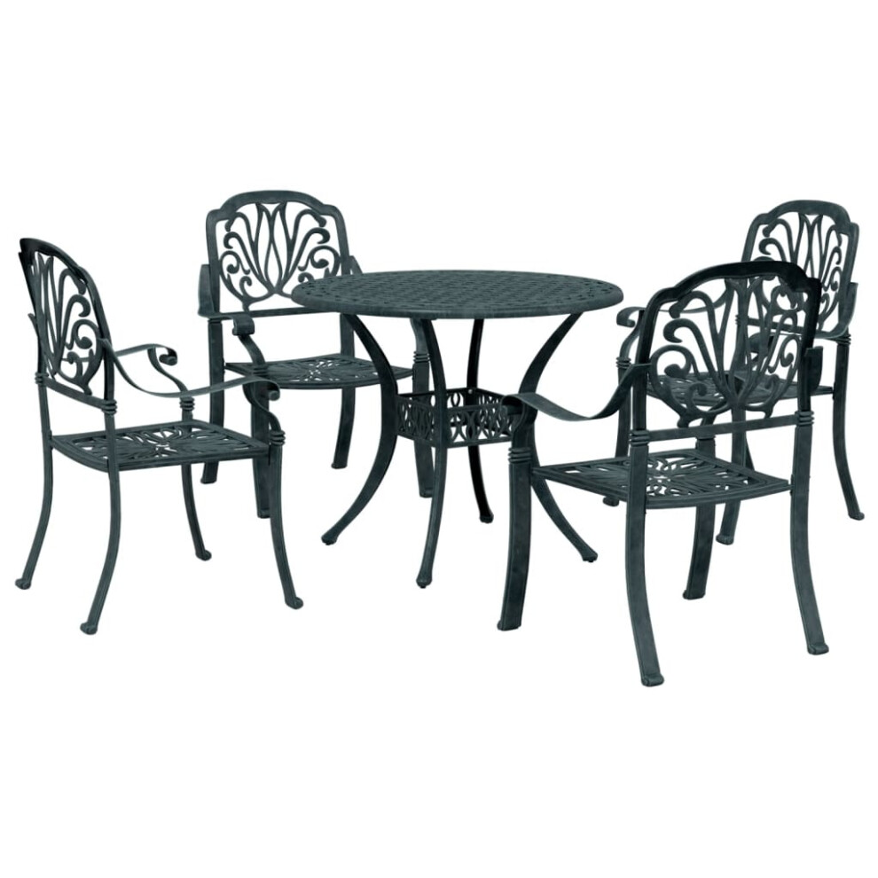 (green, 5 piece) vidaXL Garden Dining Set Outdoor Dining Set Table and Chair Cast Aluminium