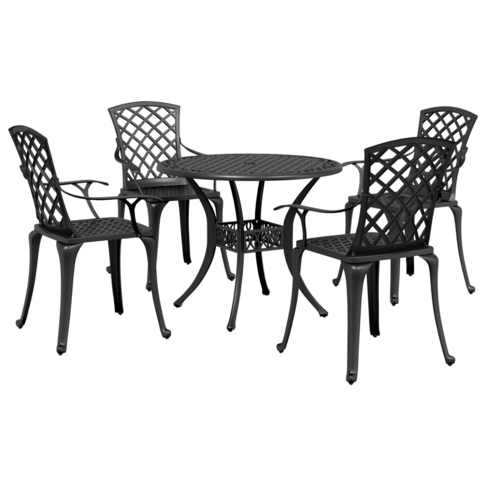 (black, 5 piece) vidaXL Garden Dining Set 5 Piece Outdoor Table and Chair White Cast Aluminium