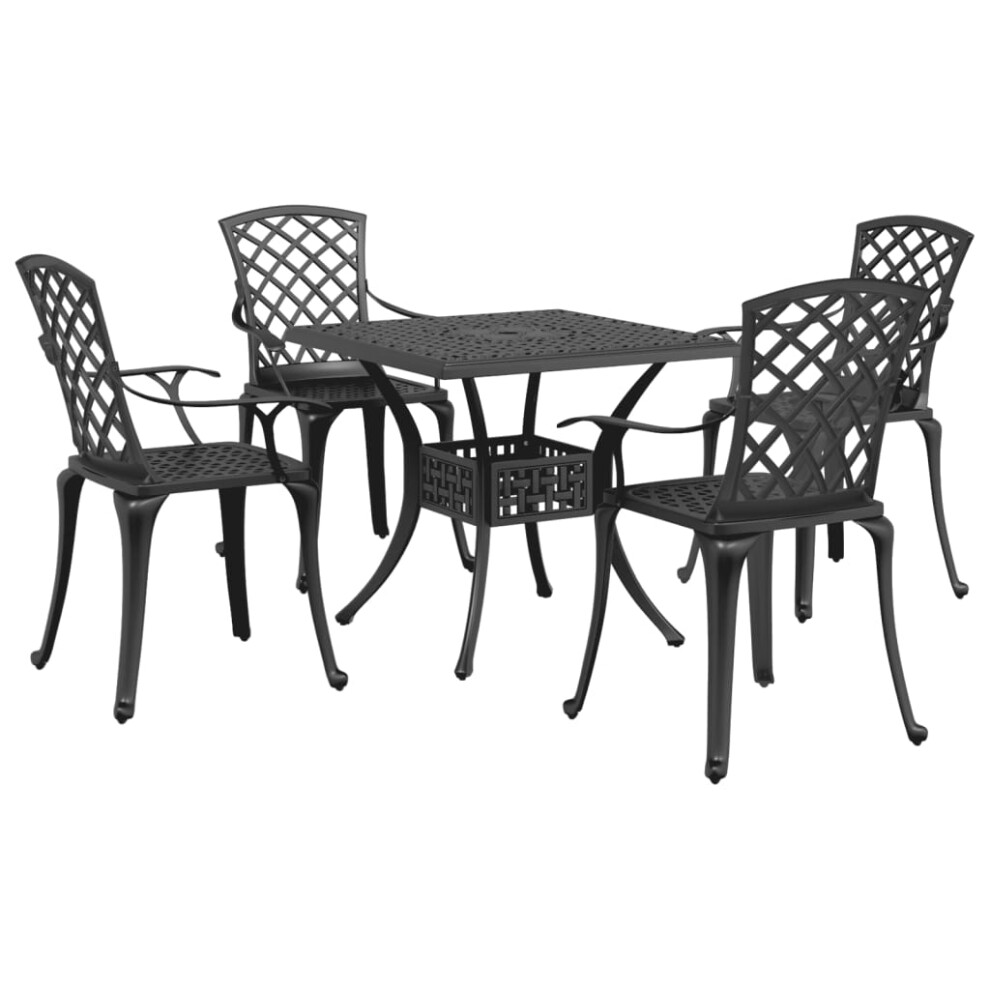 Vidaxl (Black, 5 Piece) Bistro Set 3 Piece Bar Set Garden Table And Chair Green Cast Aluminium