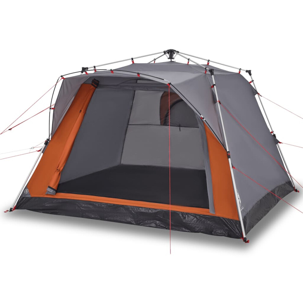 Vidaxl (Grey And Orange) Camping Tent Cabin 4-Person Lightweight Tent Dome Tent Quick Release