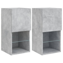 (concrete grey, 30.5 x 30 x 60 cm/ 2 pcs) vidaXL TV Cabinets with LED Lights TV Stand TV Units Entertainment Centre