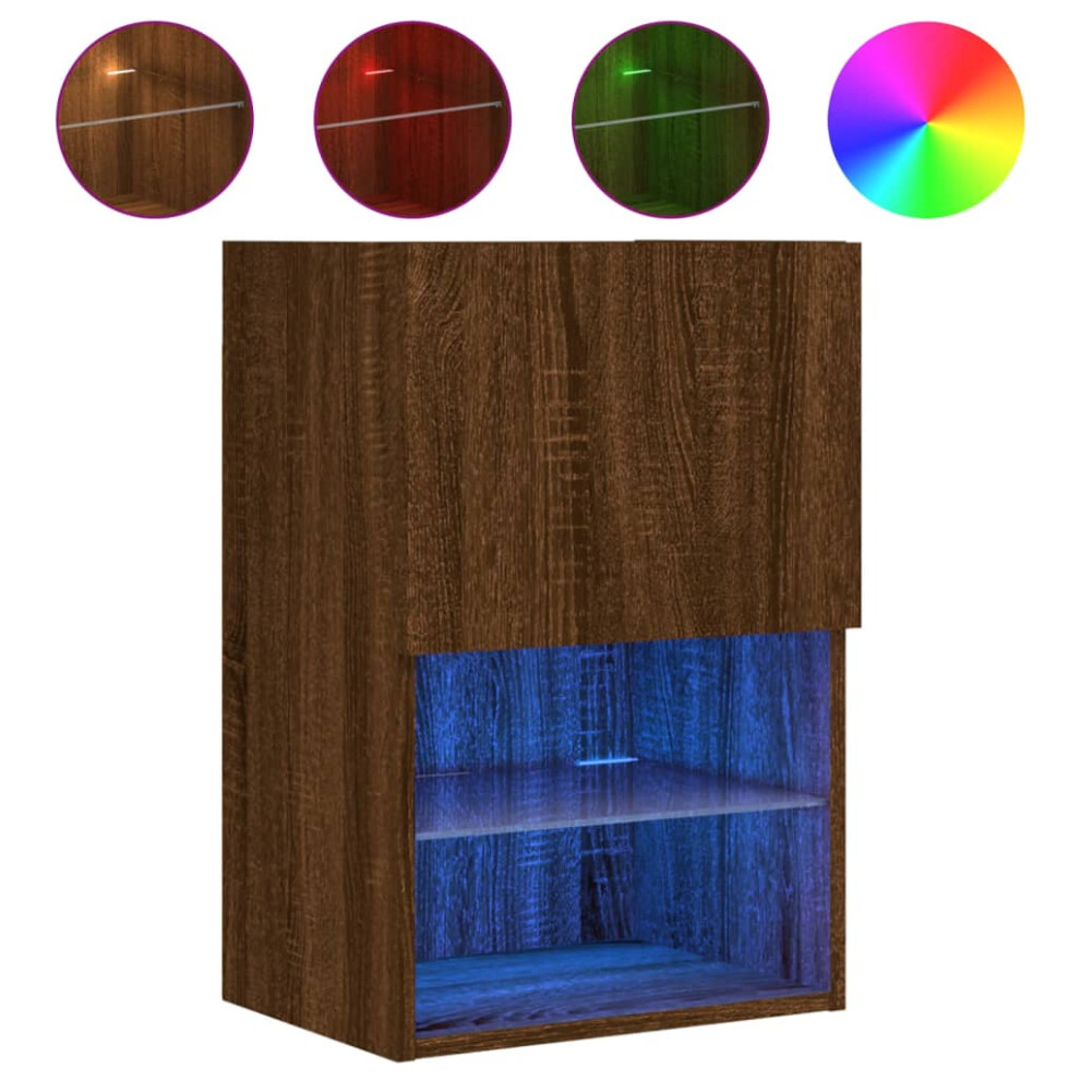 Vidaxl Brown ( Oak, 40.5 X 30 X 60 Cm/ 1 Pcs) Tv Cabinets With Led Lights Tv Stand Tv Units Entertainment Centre