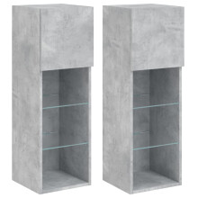 (concrete grey, 30.5 x 30 x 90 cm/ 2 pcs) vidaXL TV Cabinets with LED Lights TV Stand TV Units Entertainment Centre