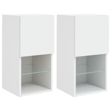 vidaXL TV-Schränke mit LED-Leuchten 2 Stk. Weiß 30,5x30x60 cm