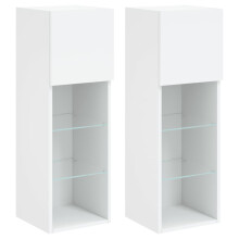 vidaXL TV-Schränke mit LED-Leuchten 2 Stk. Weiß 30,5x30x90 cm