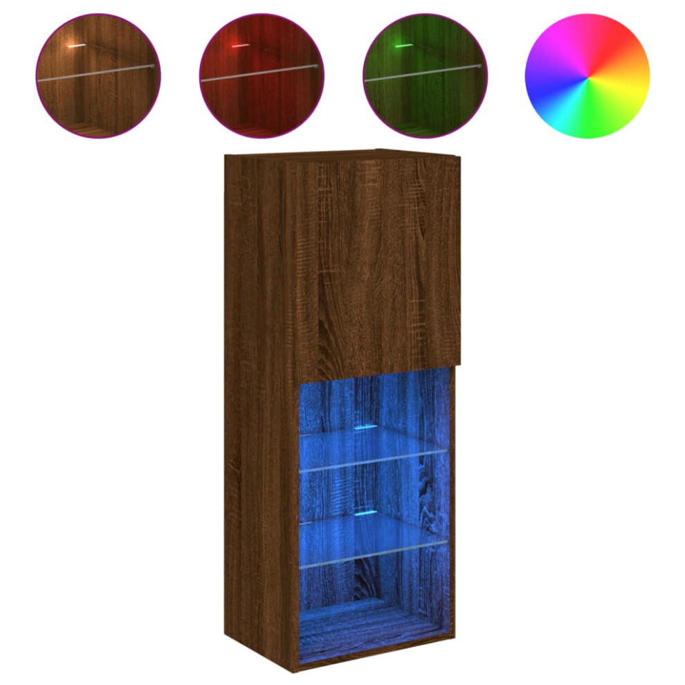 Vidaxl (Brown Oak, 40.5 X 30 X 102 Cm/ 1 Pcs) Tv Cabinets With Led Lights Tv Stand Tv Units Entertainment Centre