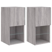 (grey sonoma, 30.5 x 30 x 60 cm/ 2 pcs) vidaXL TV Cabinets with LED Lights TV Stand TV Units Entertainment Centre